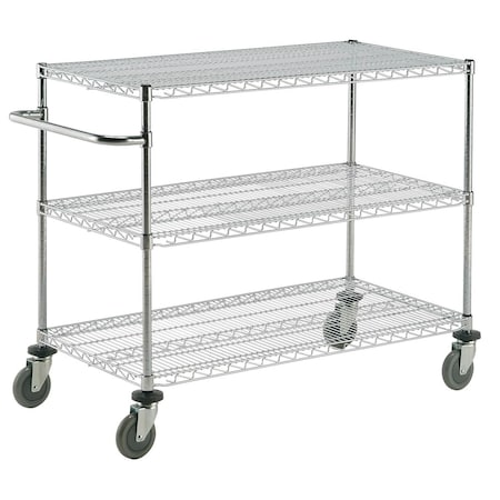 Global Equipment Nexel Utility Cart, 3 Shelf, Nexelate , 48"L x 21"W x 42"H, Pneumatic Casters 2148N3EP